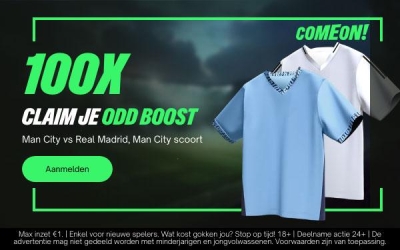 100x Odds Boost voor de wedstrijd Manchester City - Real Madrid