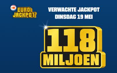 Jackpot van EuroJackpot staat vanavond op 118 miljoen euro Jackpot van EuroJackpot staat vanavond op 118 miljoen euro