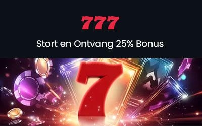 Ontvang tot wel €125 bonusgeld bij Casino 777 na storting
