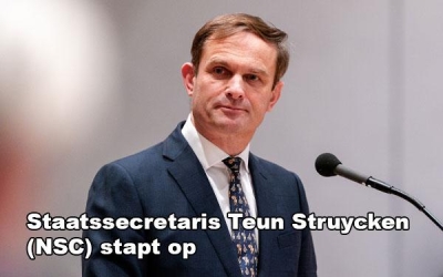Staatssecretaris Teun Struycken (NSC) stapt op Staatssecretaris Teun Struycken (NSC) stapt op