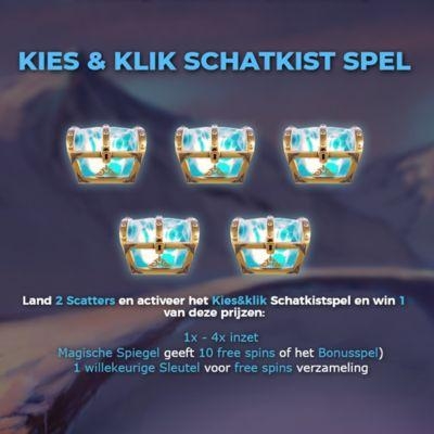 Klik en kies schatkist spel op de videoslot Frost Queen jackpots