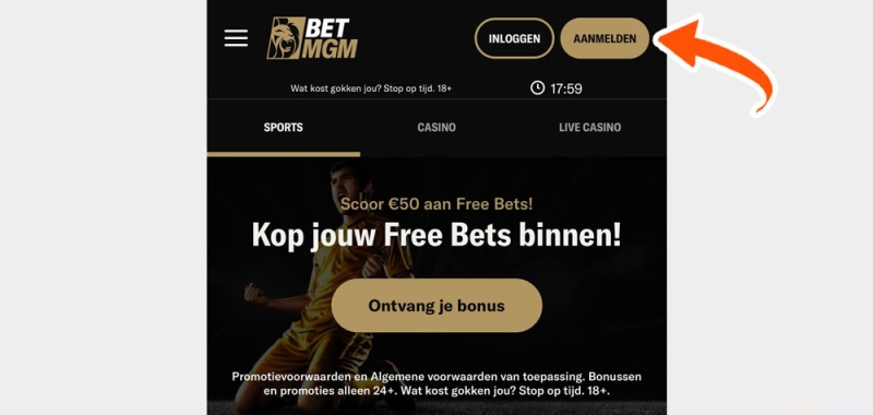 Log in of meld je aan bij BetMGM