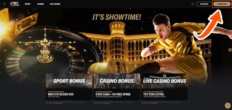 Klik op de BetMGM aanmeldknop