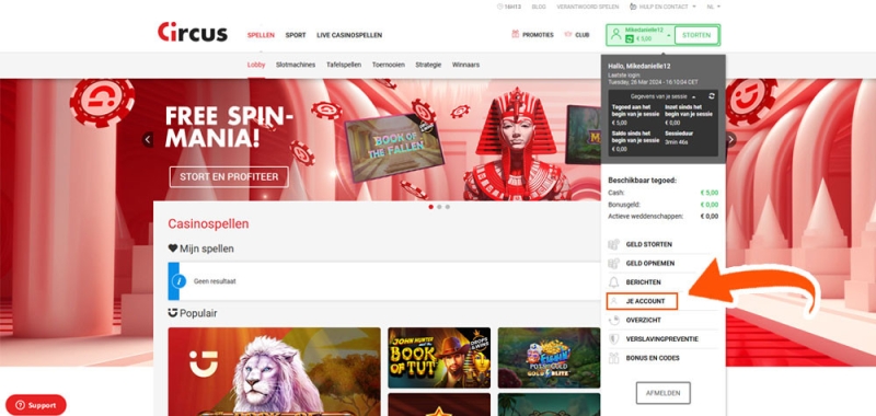 Klik je account aan bij Circus