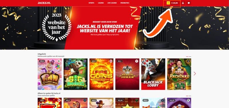 Open je account bij Jacks