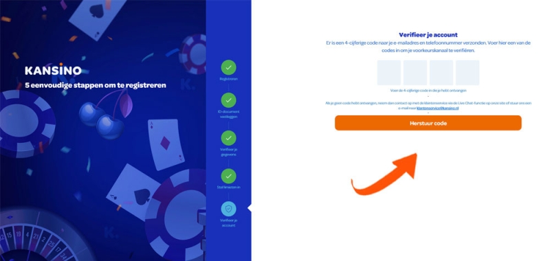 Verifieer je account bij Kansino