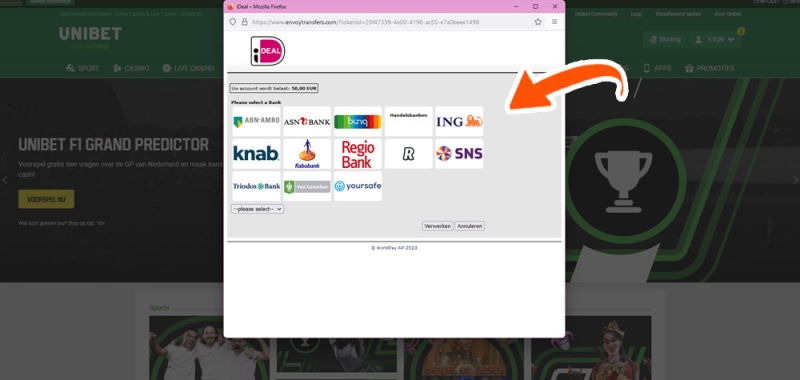 Kies de bank bij Unibet