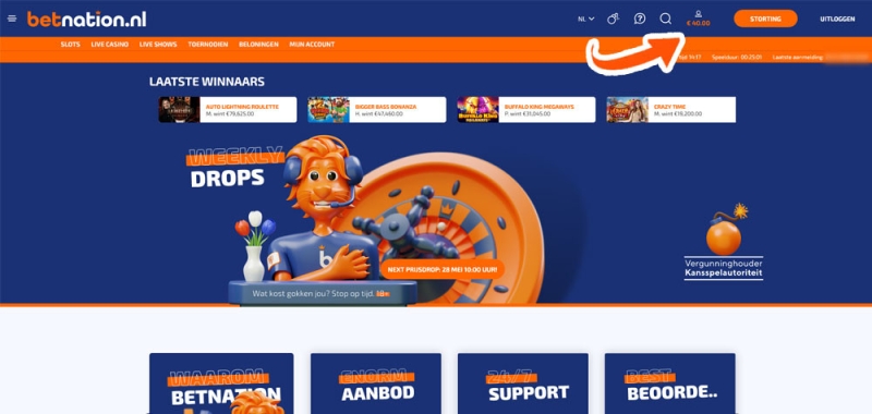 Bekijk het saldo in je Betnation account