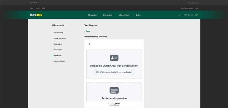 Verifieer jezelf bij Bet365