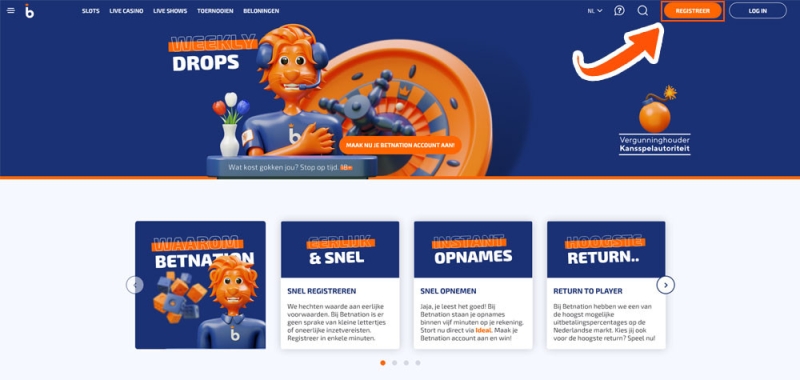 Een account aanmelden bij Betnation