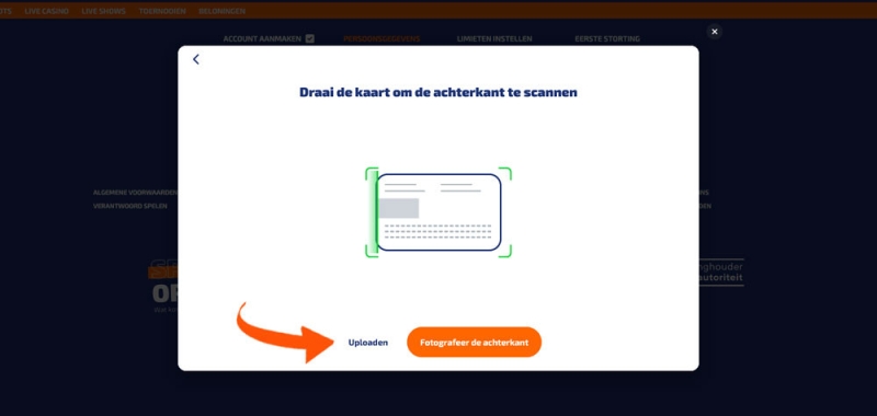 Document scannem bij het aanmelden via Betnation