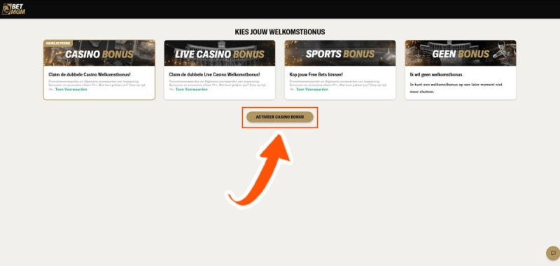 Kies je BetMGM bonus