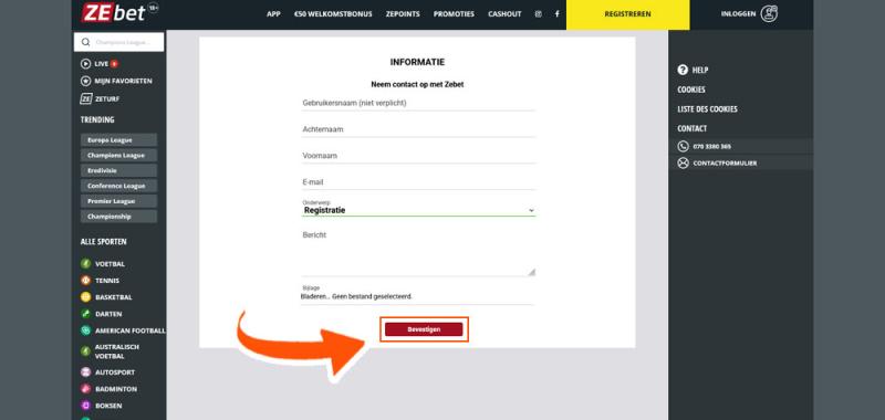 Vul het ZEbet contactformulier in
