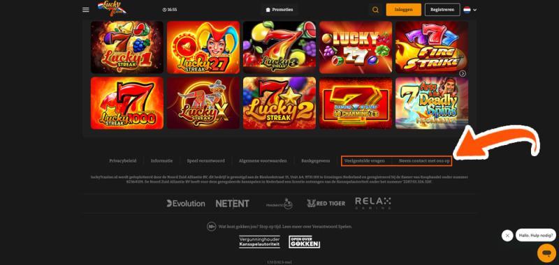 Kies een contactpagina van Lucky 7 Casino uit