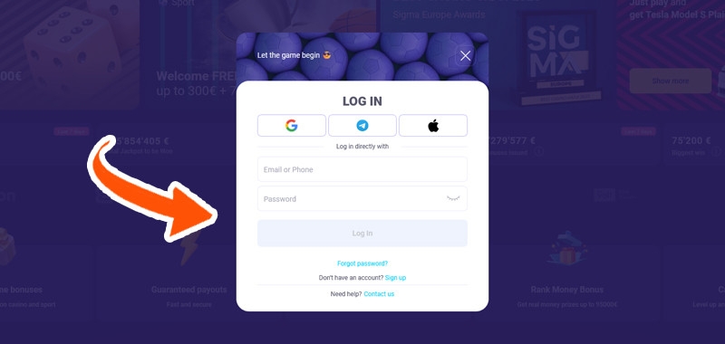 Het login formulier wat je krijgt bij Lalabet om in te loggen