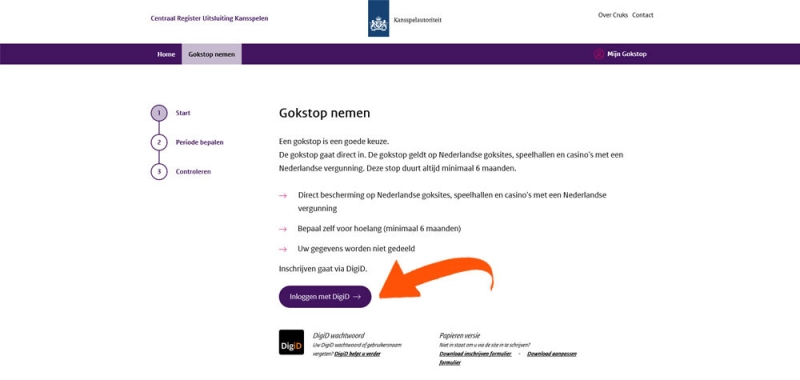 Neem een gokstop bij CRUKS