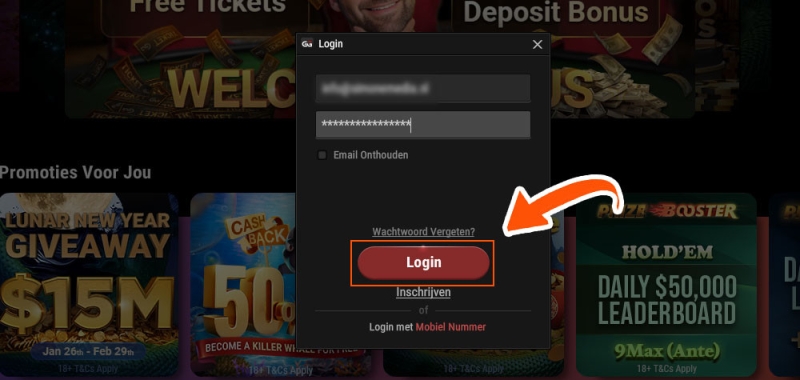 Vul je inloggegevens in bij GGPoker
