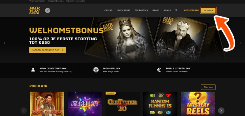 Fair Play Casino inloggen knop