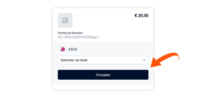 Geef aan welke bank je bij Betnation wil gebruiken