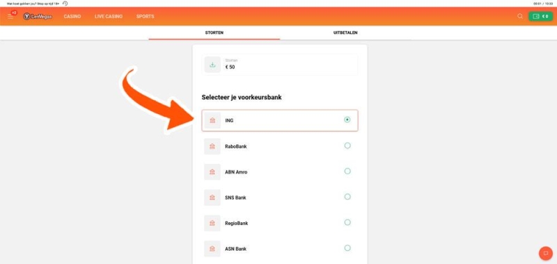 Kies de bank bij LeoVegas