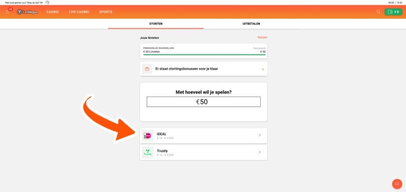 Kies een betaaloptie bij LeoVegas