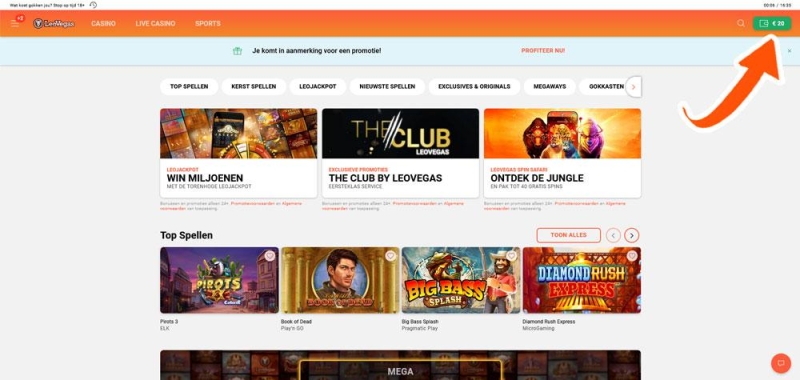 LeoVegas wallet openen