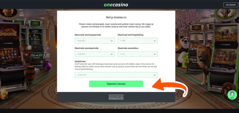 Limieten instellen bij One Casino