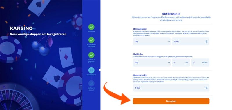Limieten instellen bij Kansino