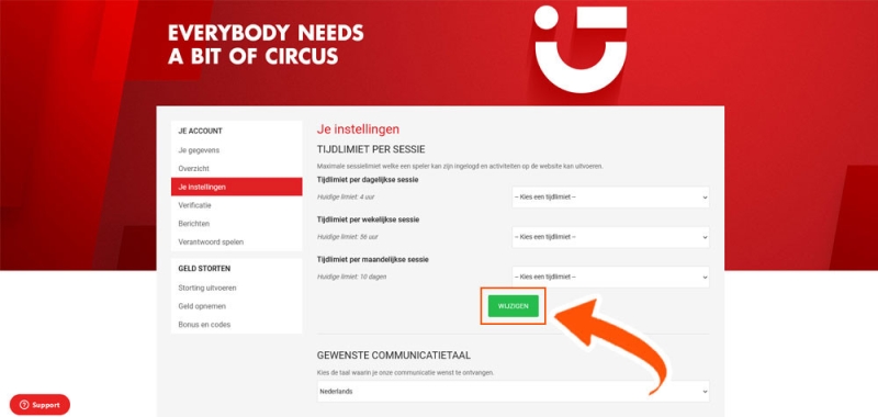 Wijzig je Circus limieten