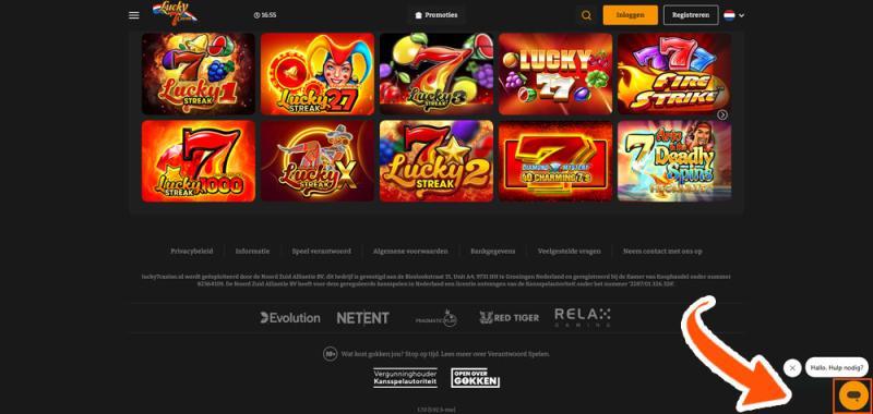 Gebruik de Lucky 7 Casino live chat