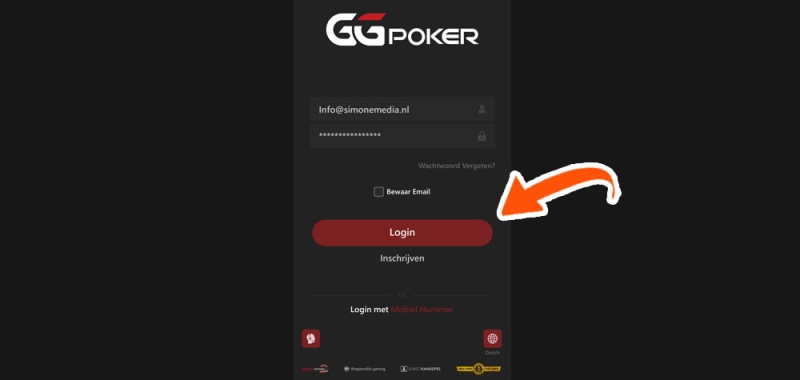 Inloggen via de GGPoker app