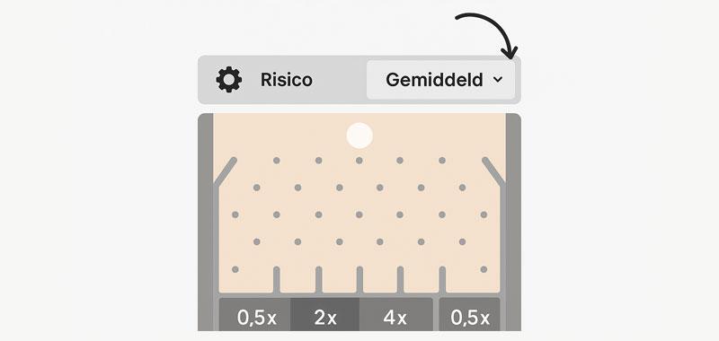 Risico instellen bij het spelen van Plinko