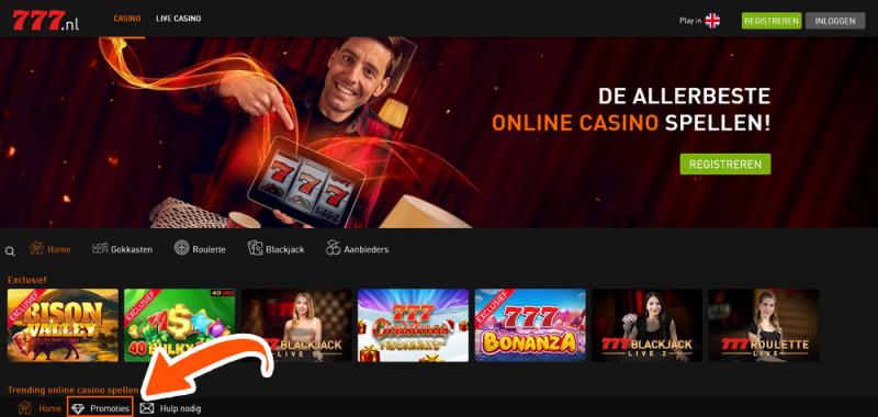 Zoek de promotiepagina op bij Casino 777
