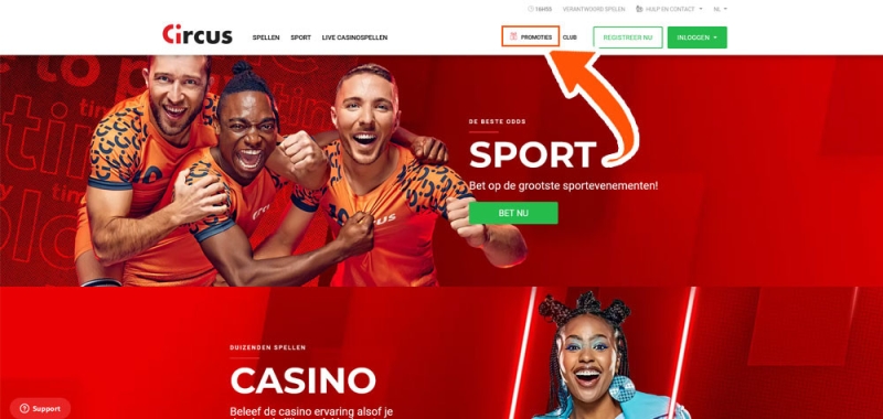 Open de promotiepagina bij Circus Casino