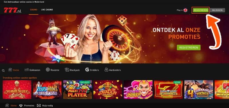 Casino 777 registreerknop