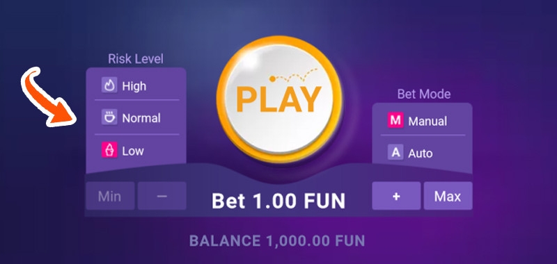 Risico instellen op een Plinko game online