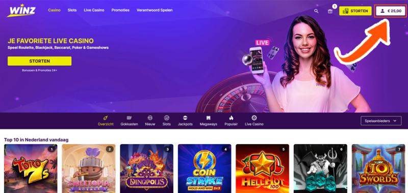 Controleer het Winz Casino saldo