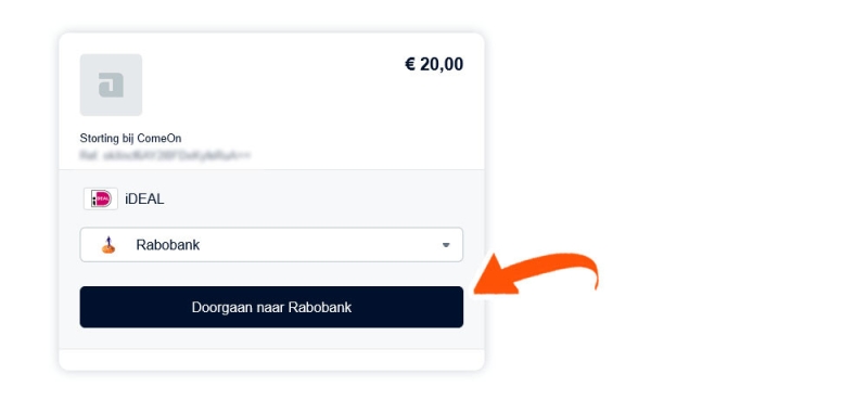 Selecteer je bank bij ComeOn