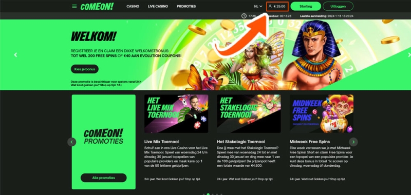 Speel met je saldo bij ComeOn