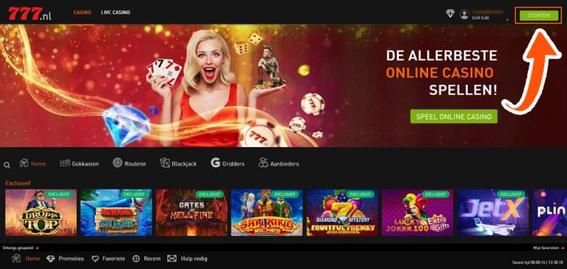 Stortingsknop bij Casino 777