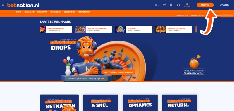 Open de betaalpagina bij Betnation