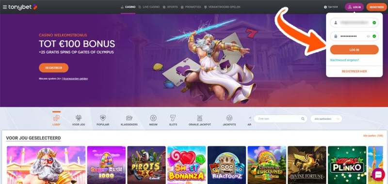 Tonybet inloggen