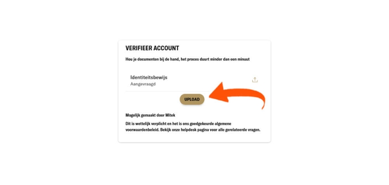 Upload je identiteitsbewijs bij BetMGM