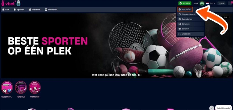 Open het Vbet profiel