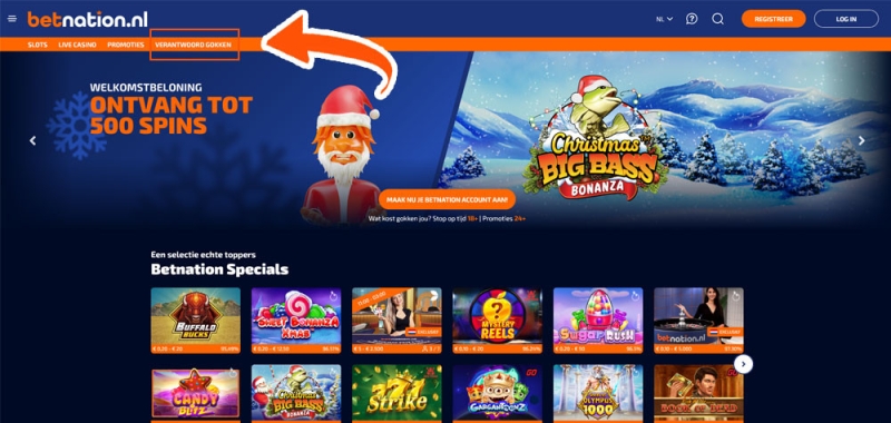 Verantwoord gokken pagina Betnation