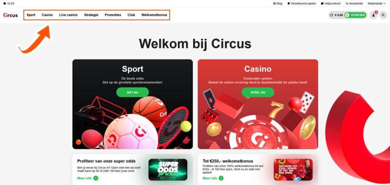 Verder met spelen bij Circus Casino