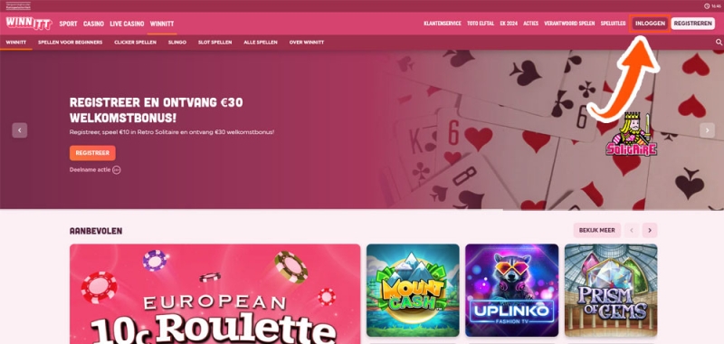 Klik op de Winn Itt inlogknop