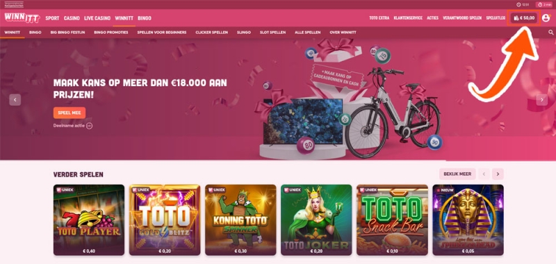 Open het saldo bij Winn Itt