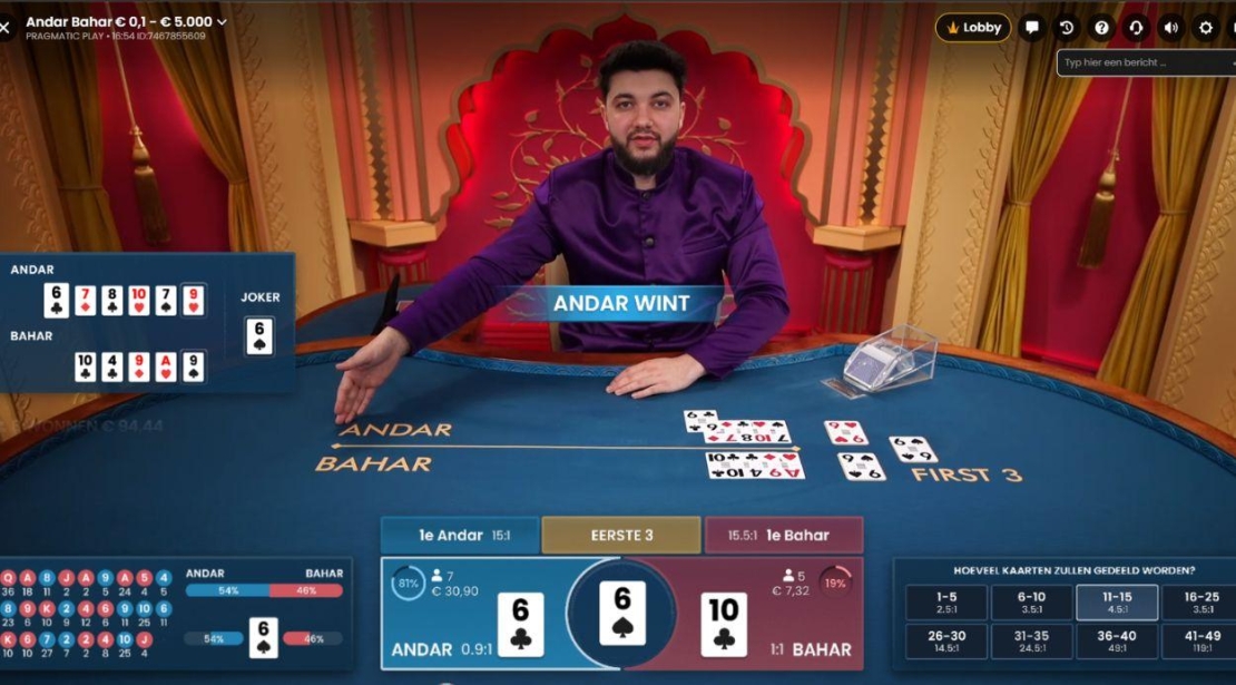 Andar Bahar speelveld Pragmatic Play