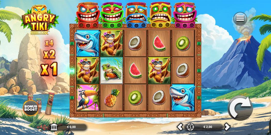 Speelveld van de Angry Tiki Doublemax slot